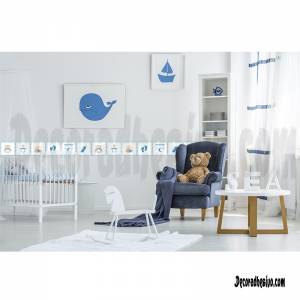 Cenefa Bebe Azul y Blanco
